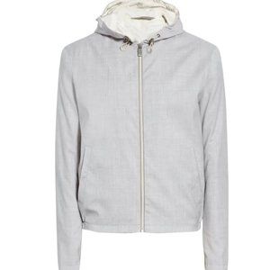 NWT Canali 1934 Gray Impeccabile Wool Zip Front Windbreaker/Hoodie EU 56 - US 46